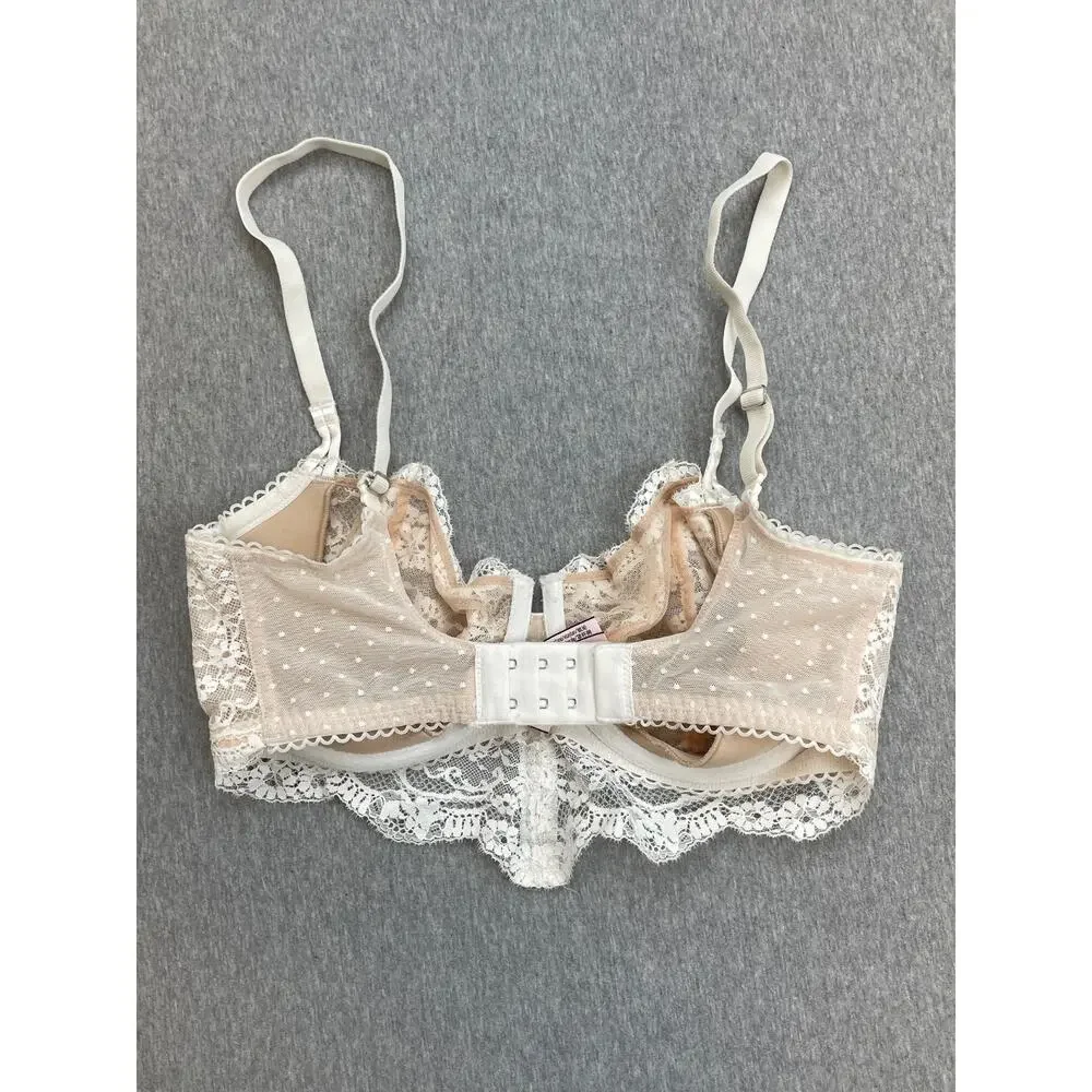 Victoria's Secret Bra Womens 32DDD Ivory‎ Dream Angel Lightly Lined Lace Push Up